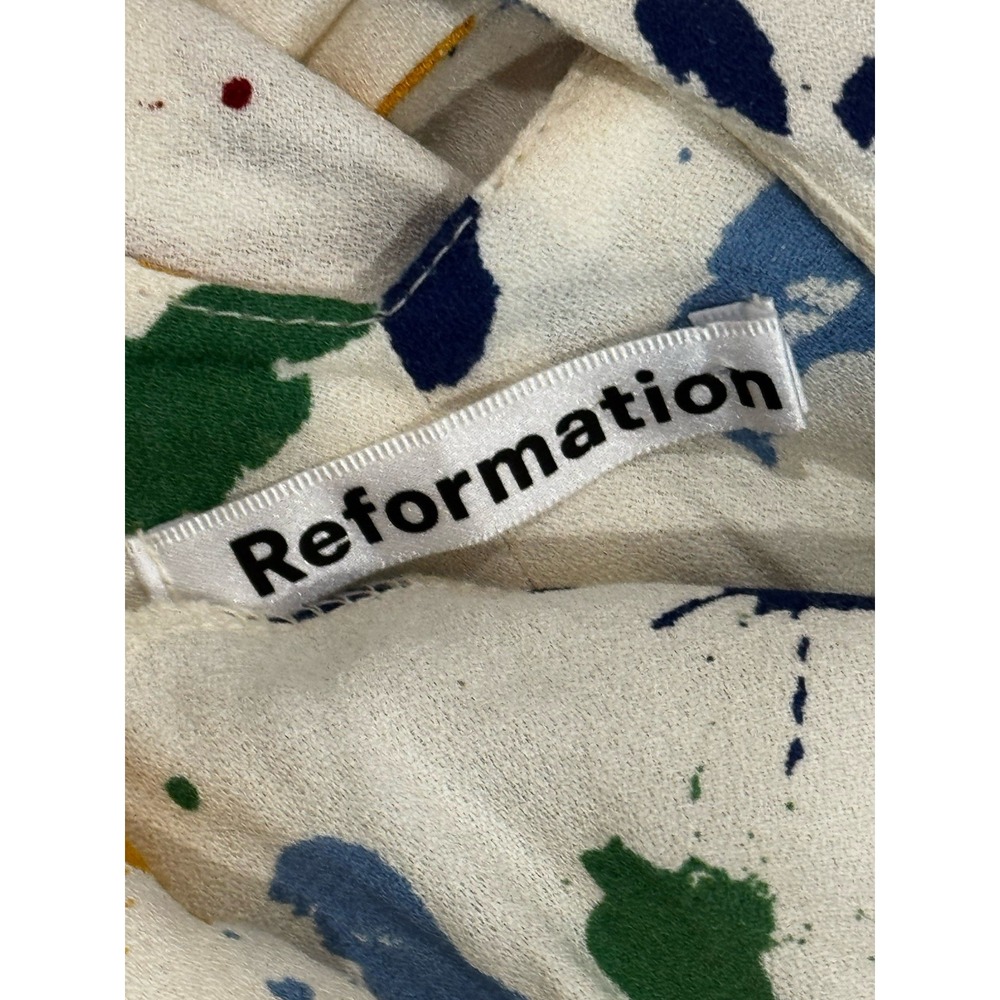 Reformation Nella Midi‎ Dress Artsy  Painted Lady  Slip Tie Back Viscose Y2K 2 S - Picture 6 of 7